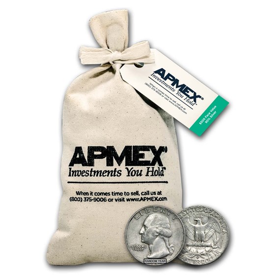 90% Silver Washington Quarters $500 Face Value Bag 90% Silver Washington Quarters $500 Face Value Bag